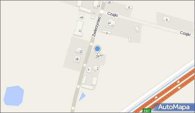 Zwierzyniec, Zwierzyniec, 2A, mapa Zwierzyniec