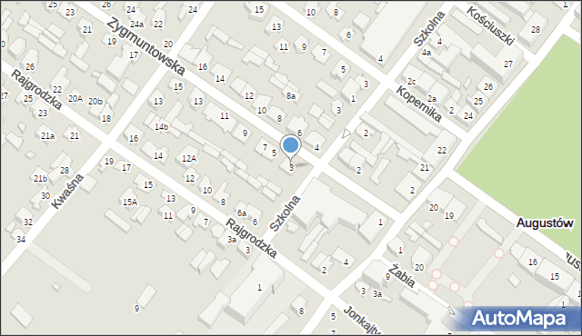 Augustów, Zygmuntowska, 3, mapa Augustów