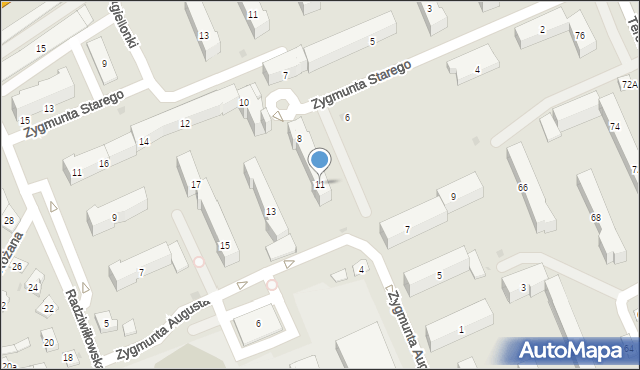 Biała Podlaska, Zygmunta Augusta, 11, mapa Białej Podlaskiej