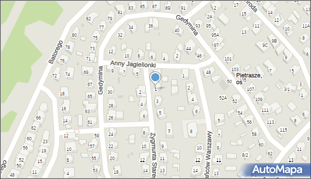 Białystok, Zygmunta I Starego, 1, mapa Białegostoku