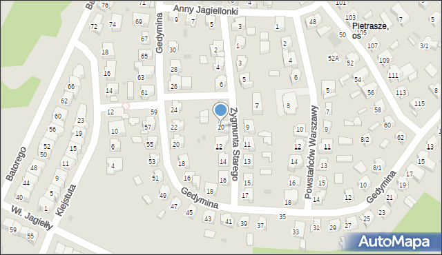 Białystok, Zygmunta I Starego, 10, mapa Białegostoku