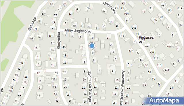 Białystok, Zygmunta I Starego, 3, mapa Białegostoku