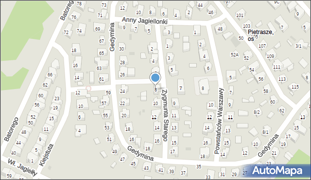 Białystok, Zygmunta I Starego, 8, mapa Białegostoku