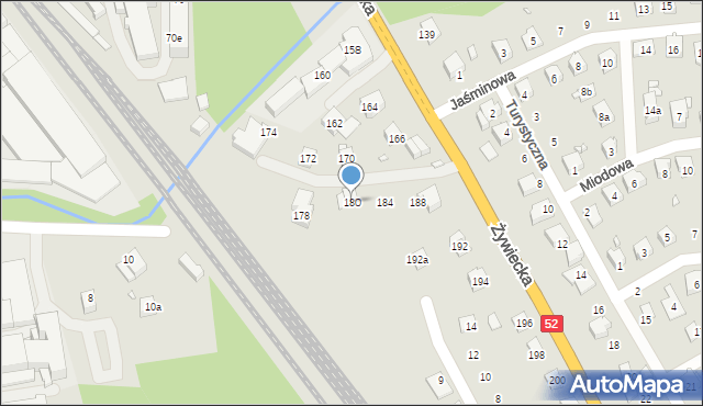 Bielsko-Biała, Żywiecka, 180, mapa Bielsko-Białej