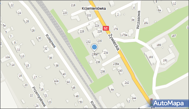 Bielsko-Biała, Żywiecka, 236a, mapa Bielsko-Białej