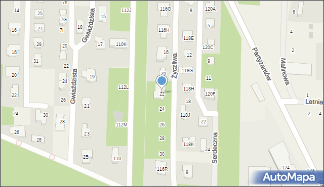 Chotomów, Życzliwa, 22, mapa Chotomów