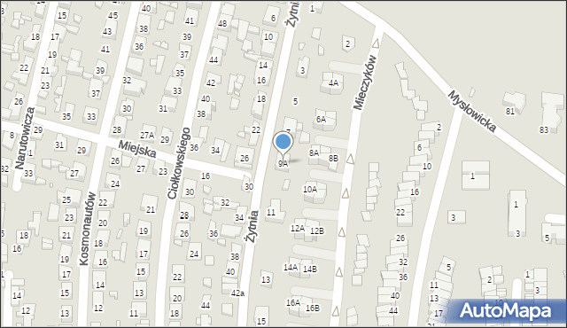 Czeladź, Żytnia, 9A, mapa Czeladź