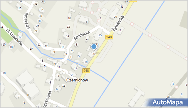 Czernichów, Żywiecka, 21, mapa Czernichów