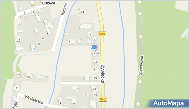 Czernichów, Żywiecka, 75, mapa Czernichów