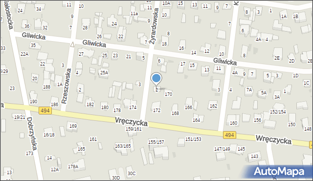 Częstochowa, Żyrardowska, 2, mapa Częstochowy