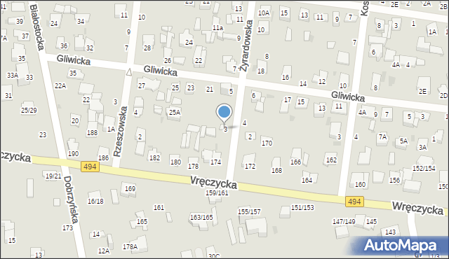 Częstochowa, Żyrardowska, 3, mapa Częstochowy