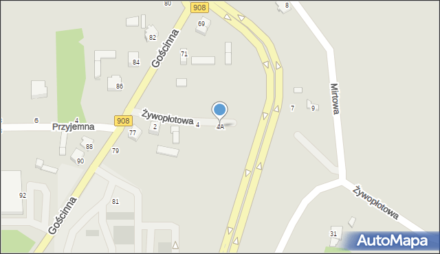 Częstochowa, Żywopłotowa, 4A, mapa Częstochowy