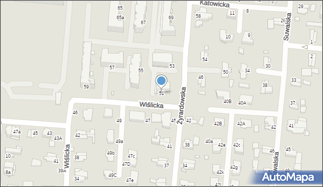 Elbląg, Żyrardowska, 51, mapa Elbląga