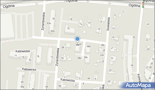 Elbląg, Żyrardowska, 68a, mapa Elbląga