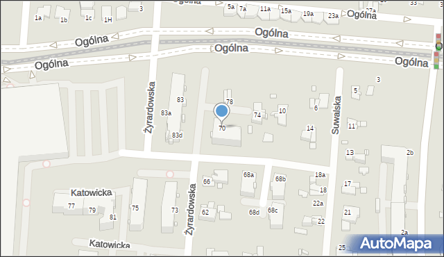 Elbląg, Żyrardowska, 70, mapa Elbląga