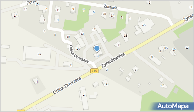 Grodzisk Mazowiecki, Żyrardowska, 1B, mapa Grodzisk Mazowiecki