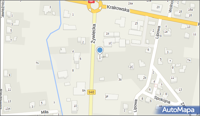 Kobiernice, Żywiecka, 1, mapa Kobiernice