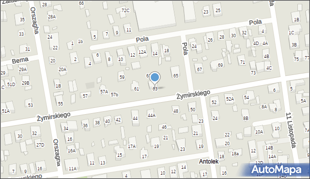 Kobyłka, Żymirskiego Franciszka, gen., 63, mapa Kobyłka