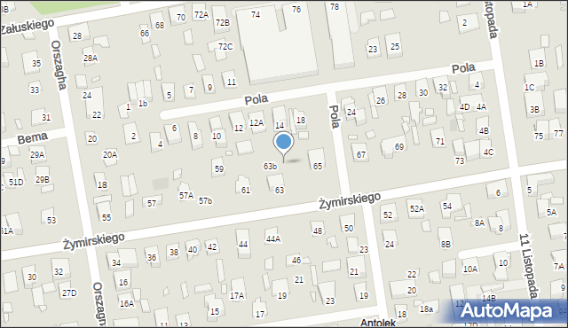 Kobyłka, Żymirskiego Franciszka, gen., 63c, mapa Kobyłka