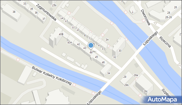 Kołobrzeg, Zygmuntowska, 44, mapa Kołobrzegu