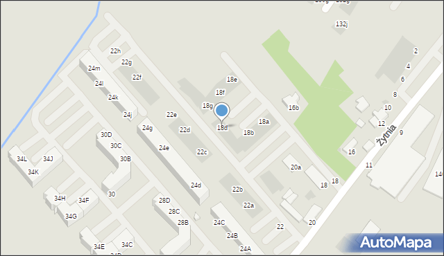 Koszalin, Żytnia, 18d, mapa Koszalina