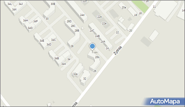 Koszalin, Żytnia, 26c, mapa Koszalina