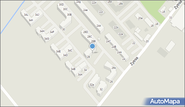 Koszalin, Żytnia, 28A, mapa Koszalina