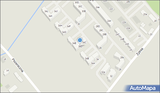 Koszalin, Żytnia, 34D, mapa Koszalina