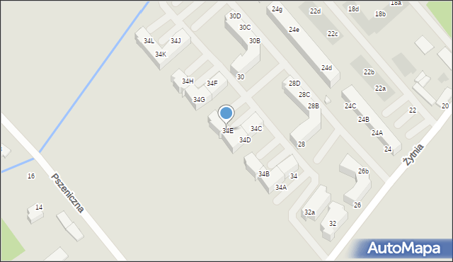 Koszalin, Żytnia, 34E, mapa Koszalina