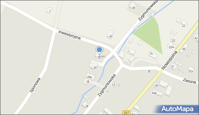 Kożuchów, Zygmuntowska, 32, mapa Kożuchów