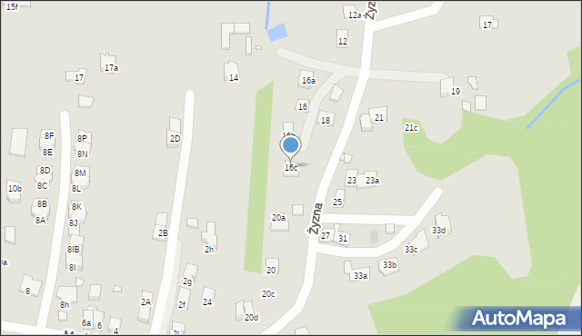 Kraków, Żyzna, 16c, mapa Krakowa