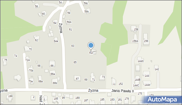 Kraków, Żyzna, 61c, mapa Krakowa