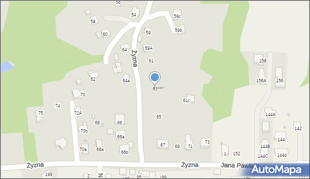 Kraków, Żyzna, 63, mapa Krakowa