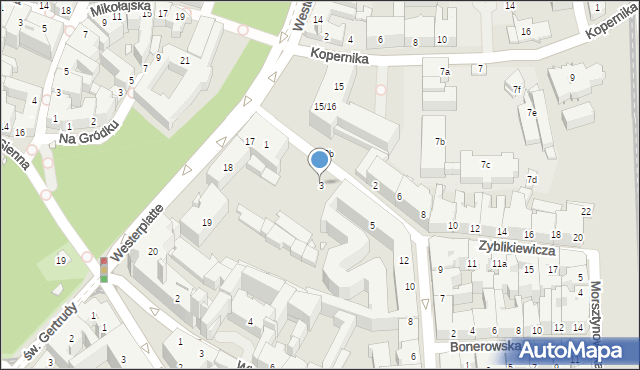 Kraków, Zyblikiewicza Mikołaja, 3, mapa Krakowa