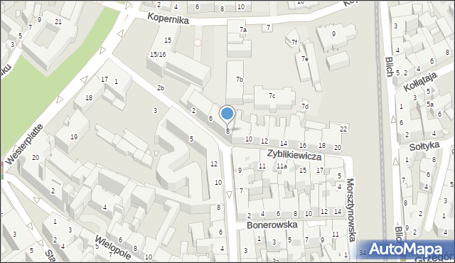 Kraków, Zyblikiewicza Mikołaja, 8, mapa Krakowa