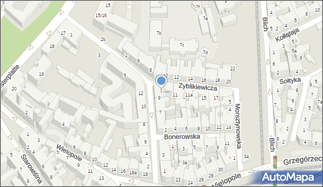 Kraków, Zyblikiewicza Mikołaja, 9, mapa Krakowa