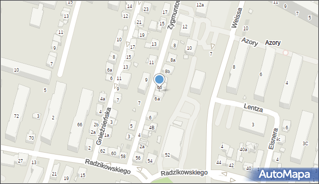 Kraków, Zygmuntowska, 6c, mapa Krakowa