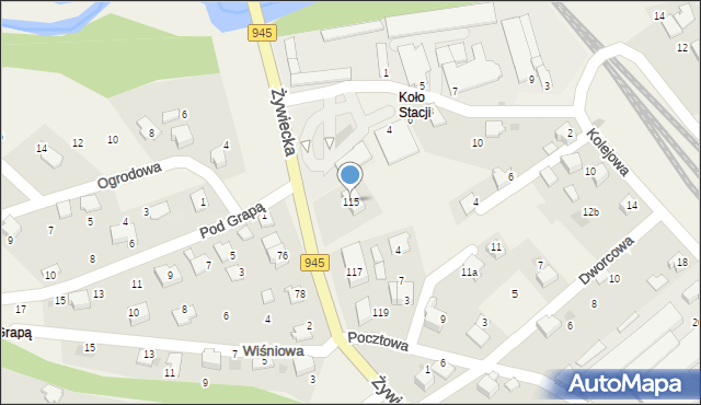 Łodygowice, Żywiecka, 115, mapa Łodygowice