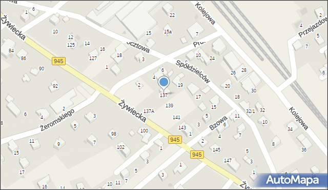 Łodygowice, Żywiecka, 137, mapa Łodygowice