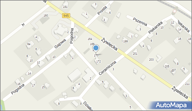 Łodygowice, Żywiecka, 170, mapa Łodygowice