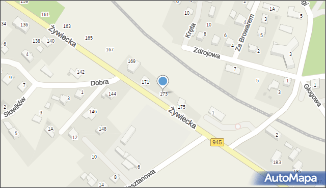 Łodygowice, Żywiecka, 173, mapa Łodygowice