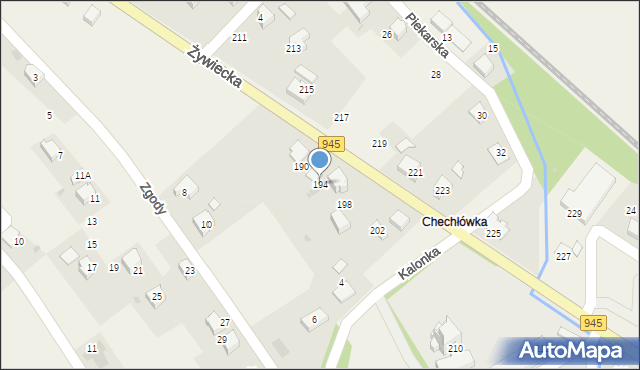 Łodygowice, Żywiecka, 194, mapa Łodygowice