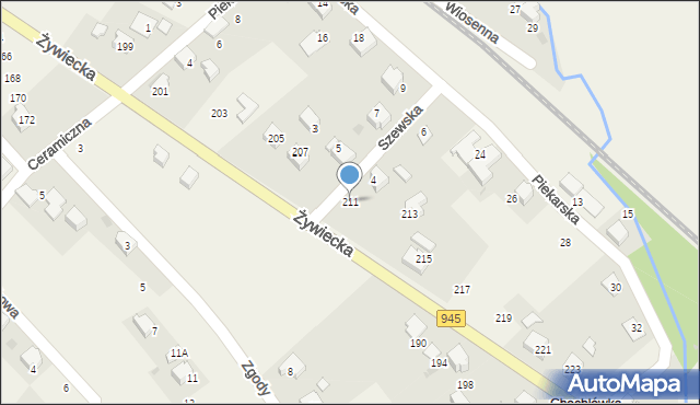 Łodygowice, Żywiecka, 211, mapa Łodygowice