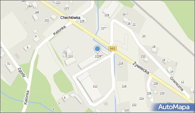 Łodygowice, Żywiecka, 212A, mapa Łodygowice