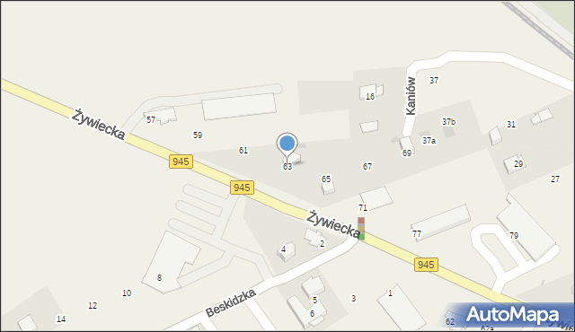 Łodygowice, Żywiecka, 63, mapa Łodygowice