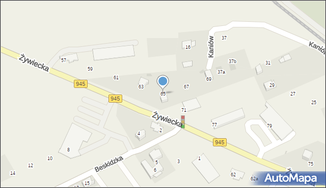 Łodygowice, Żywiecka, 65, mapa Łodygowice