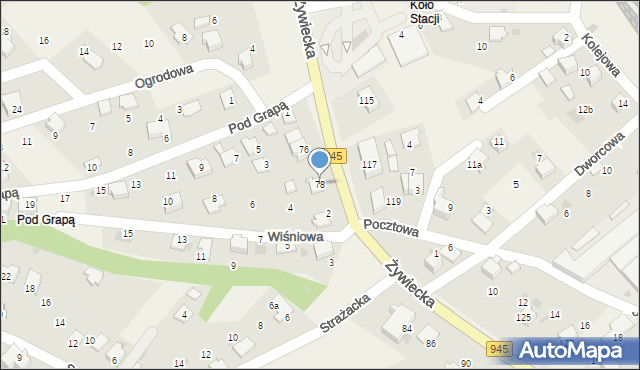 Łodygowice, Żywiecka, 78, mapa Łodygowice