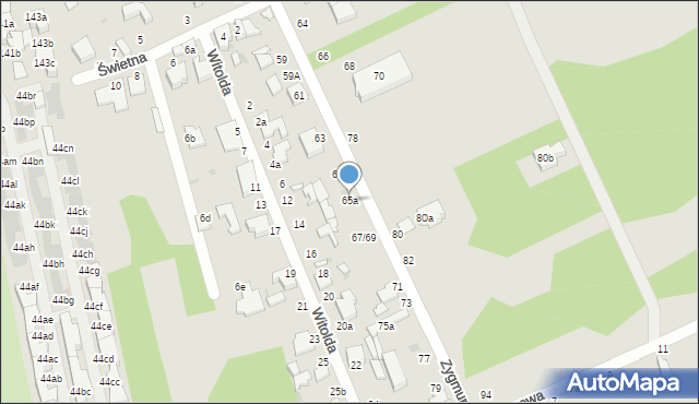 Łódź, Zygmunta, 65a, mapa Łodzi