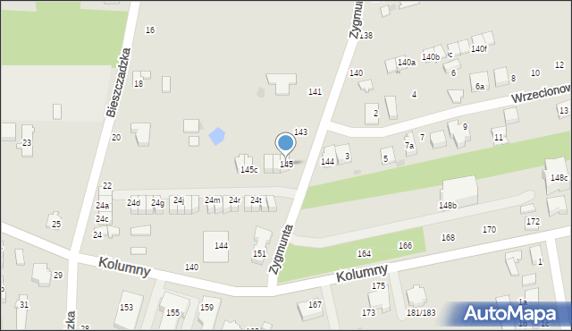 Łódź, Zygmunta, 145, mapa Łodzi