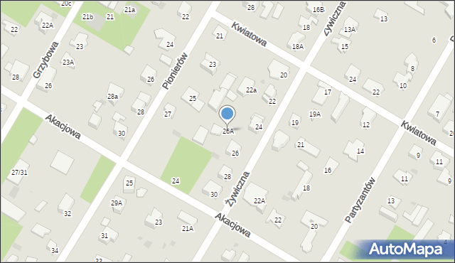 Łomianki, Żywiczna, 26A, mapa Łomianki